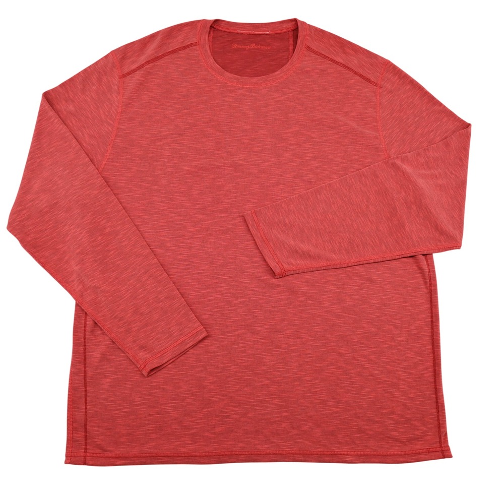 Tommy Bahama Flip Sky Reversible Long Sleeve Tee Shirt Red Marlin Heather XL